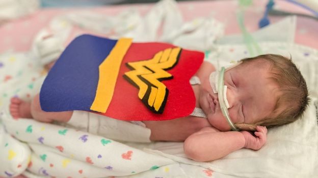 Baby in a Wonder Woman costume